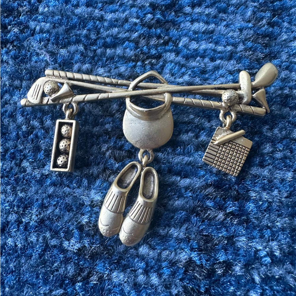 Vintage Danecraft Stamped Golf Goldtone Brooch